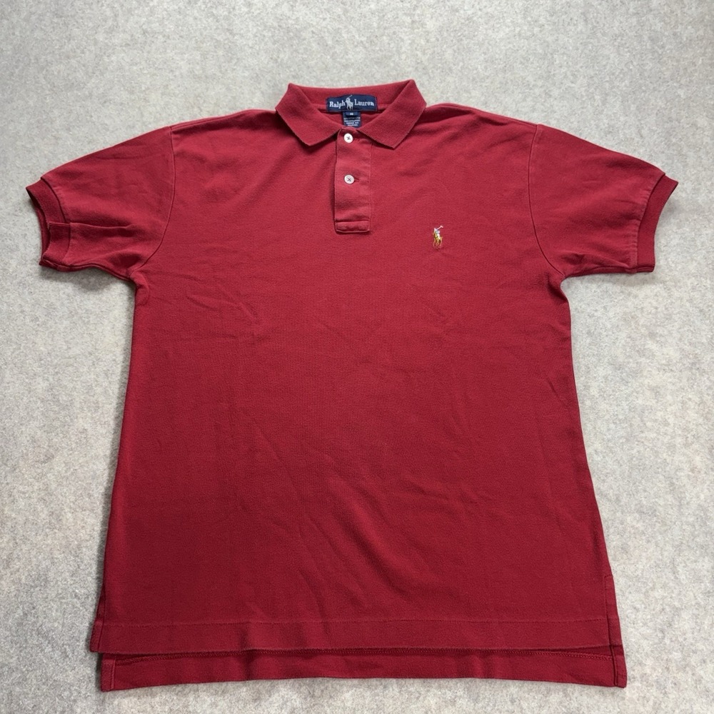 Ralph Lauren Men's Small Red Short Sleeve Cotton Knit Polo Shirt Flesh Pony Logo